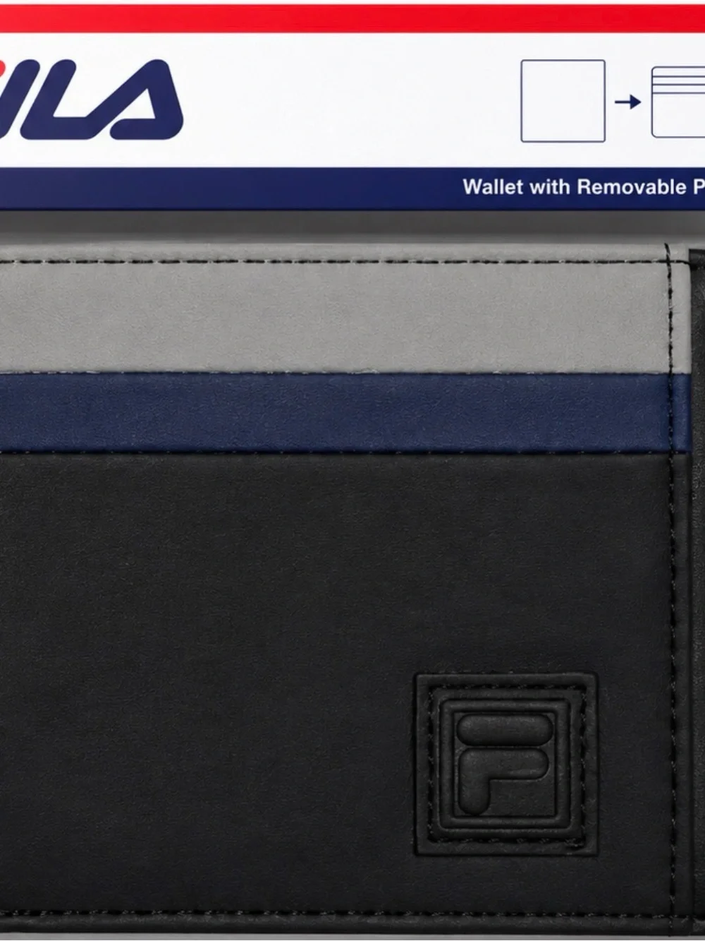 FILA Black Wallet Set with Blue and Gray Accents